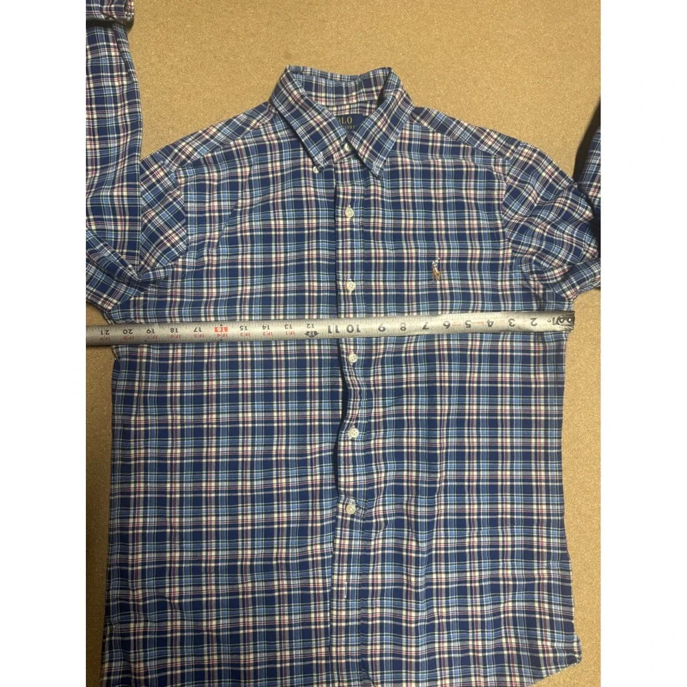 Polo Ralph Lauren Mens Classic Fit Plaid Button Down‎ Shirt Blue Size M $89